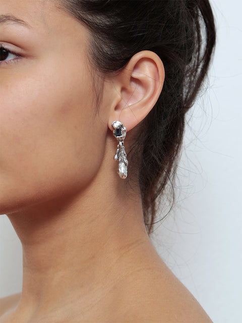 blue crystallized drop molten earrings