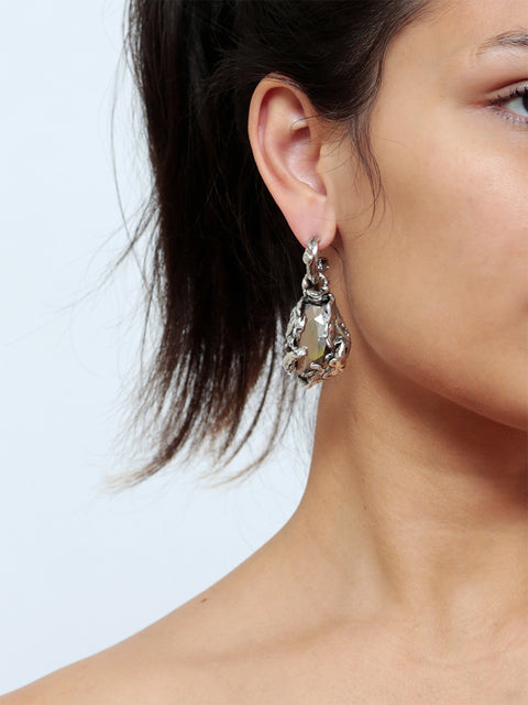 crystal molten hoop earrings