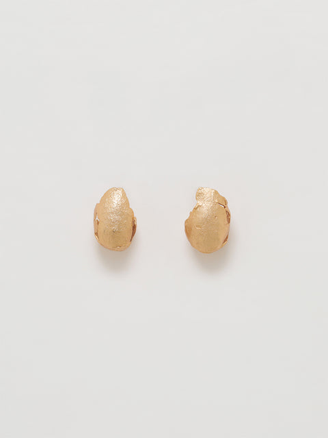 golden ovoid molten earrings