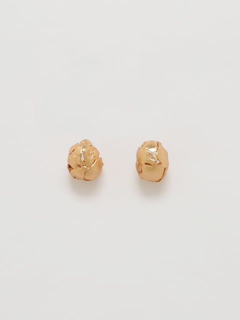 golden spherical molten earrings
