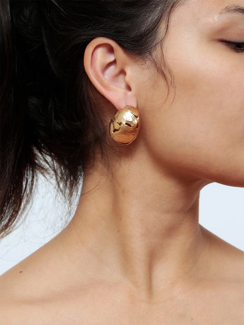 golden spherical molten earrings