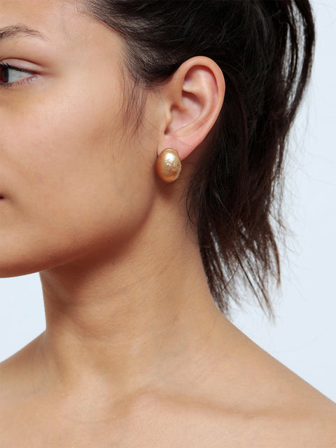 mini golden ovoid molten earrings