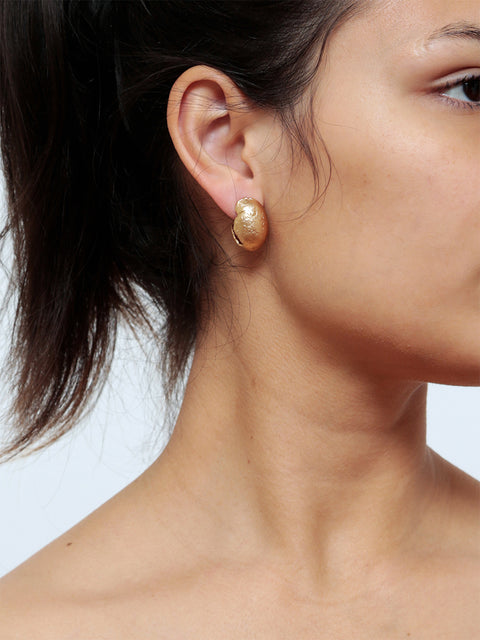 mini golden ovoid molten earrings