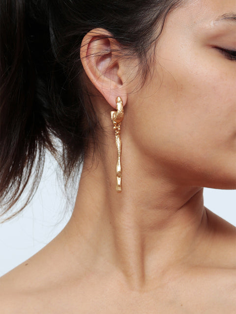 golden drop molten hoop earrings