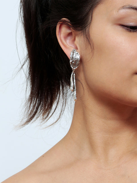 mismatched solid drop molten earrings
