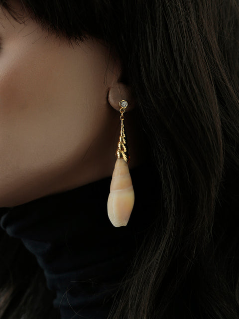 mismatched shell drop hook earrings