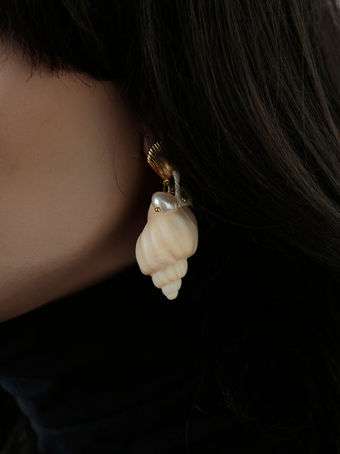 mismatched shells drop earrings
