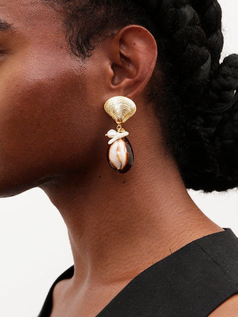 mismatched shells drop earrings