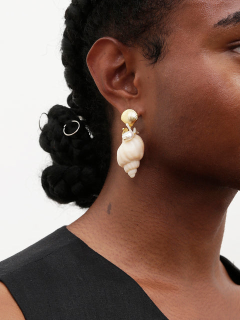 mismatched shells drop earrings