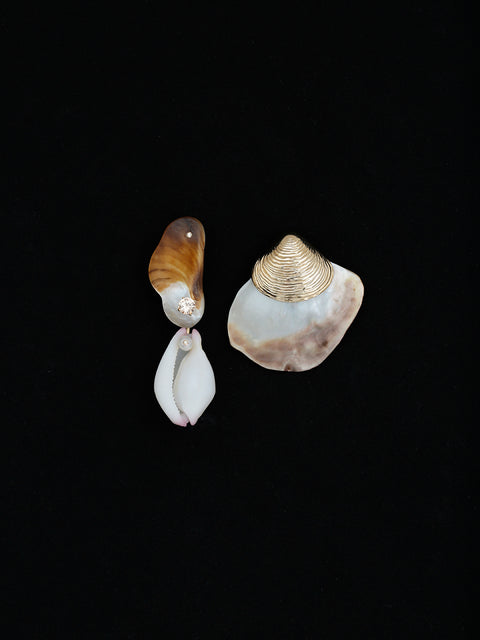 mismatched seashells drop earrings