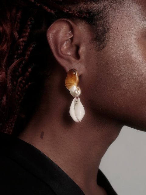 mismatched seashells drop earrings