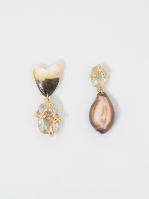 imperfect mismatched seashells drop earrings