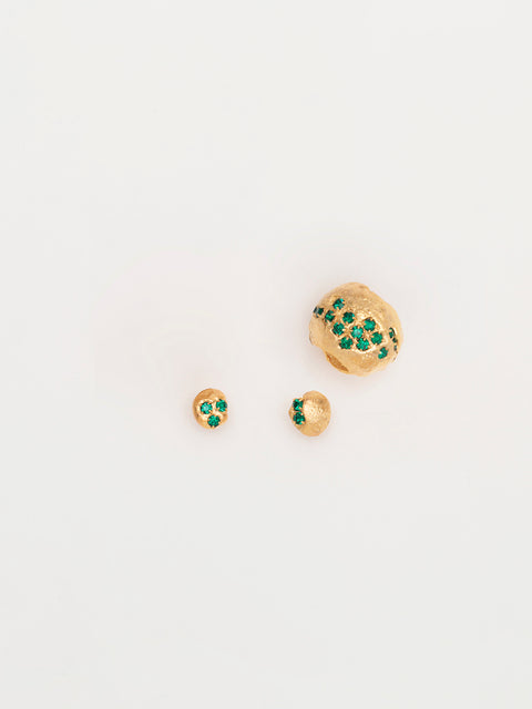 green crystallized golden spherical molten ear-cuff set I
