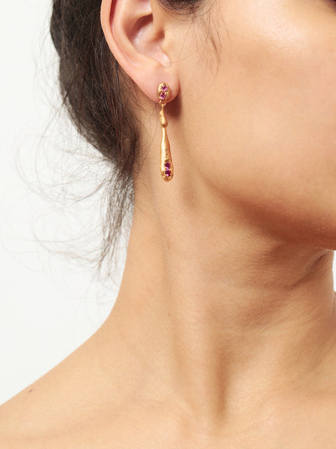 rose crystallized golden drip molten earrings