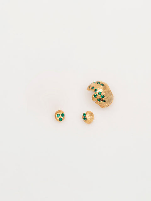 green crystallized golden spherical molten ear-cuff set II