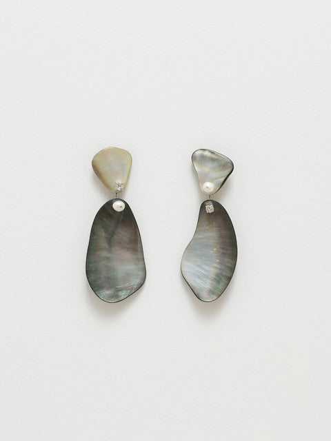 double bmop shell drop earrings