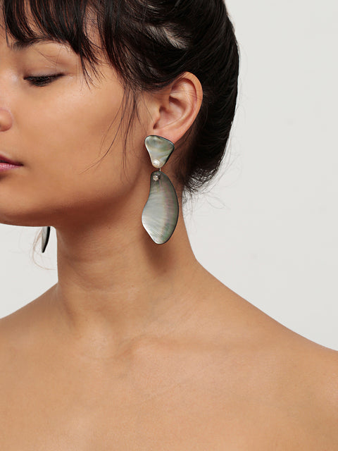 double bmop shell drop earrings