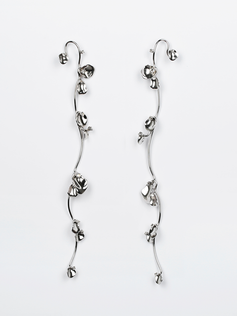 two ways long vine and falling petals earrings