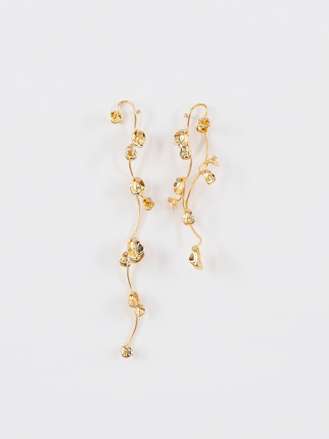 two ways long vine and falling petals earrings