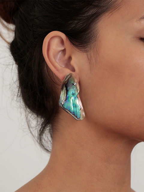 twisted paua shell with crystals detail earrings