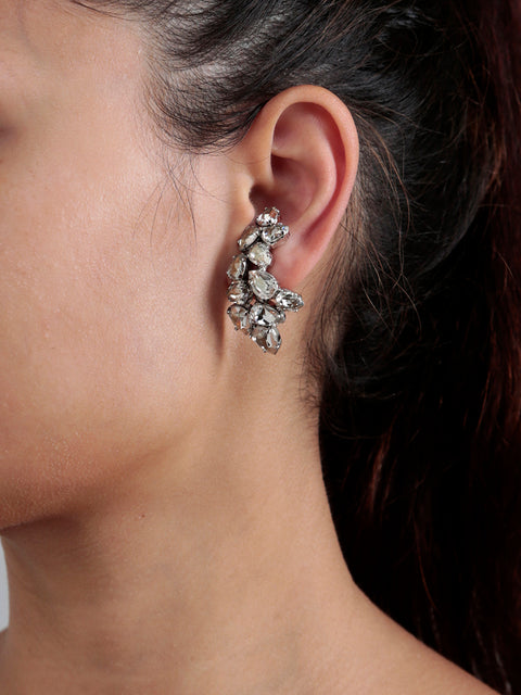 clustered half hoop clip on earring