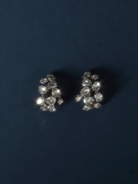 clustered half hoop clip on earring