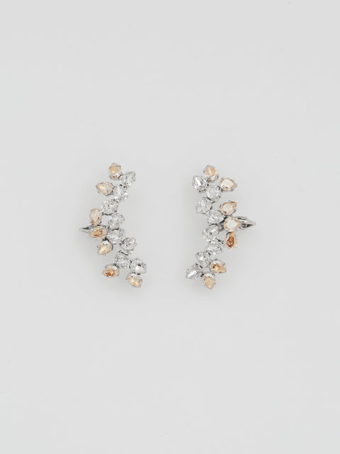 scattered two tone crystal clip on ear-cuffs