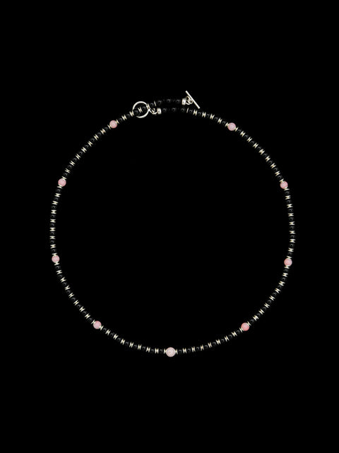 pink coral and onyx necklace