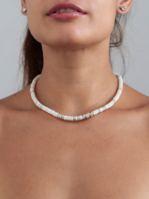 puka shell and crystal necklace