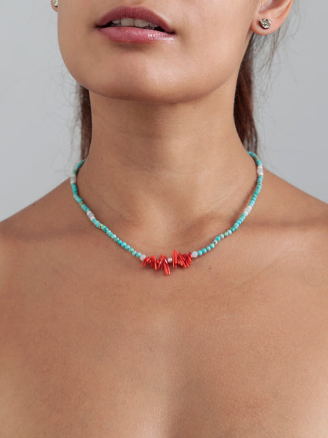 turquoise and coral necklace
