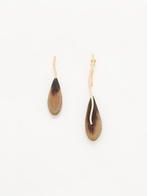 wooden teardrop earrings