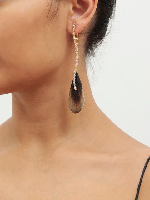 wooden teardrop earrings