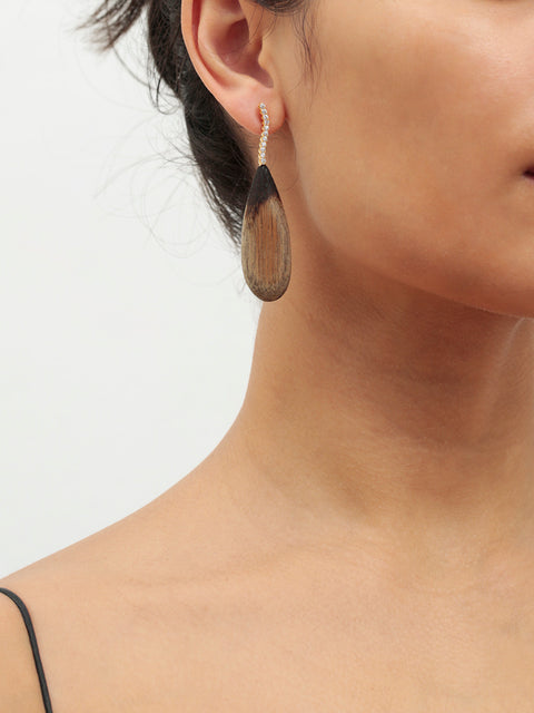 wooden teardrop earrings