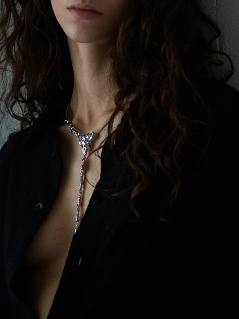 crystallized molten neck-cuff with long drop
