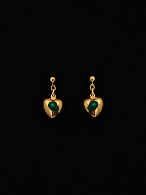 bleeding heart drop earrings in green