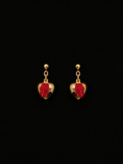 bleeding heart drop earrings in red