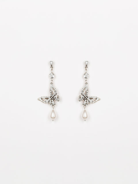 crystal double wings butterfly earrings