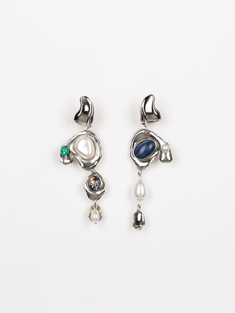 pearl & blue opal drop earrings