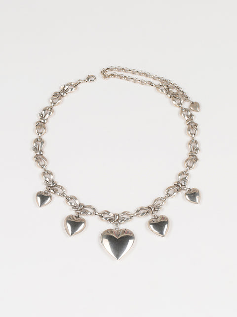 antique multi bow & hearts necklace