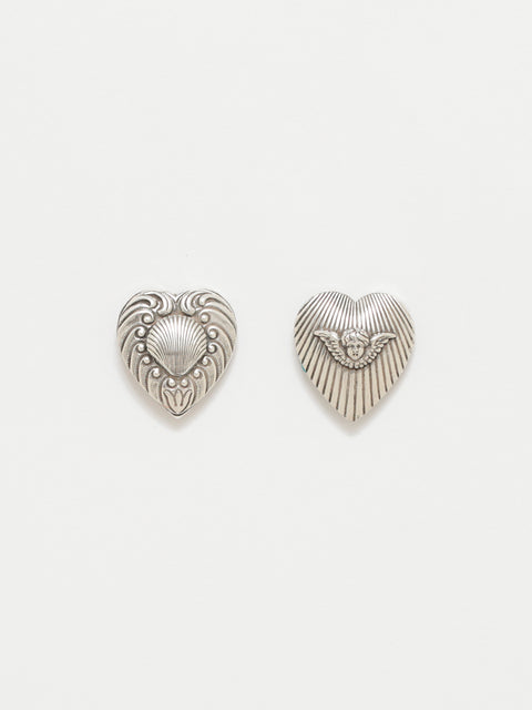 antique gothic heart stud earrings