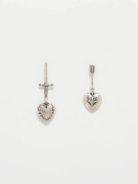 antique gothic drop heart earrings