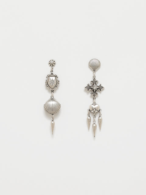 antique mismatched gothic charms drop earrings