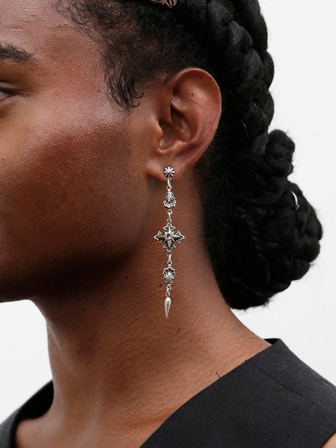 antique gothic charms asymmetrical drop earrings