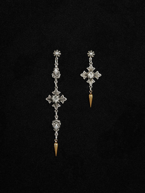 antique gothic charms asymmetrical drop earrings