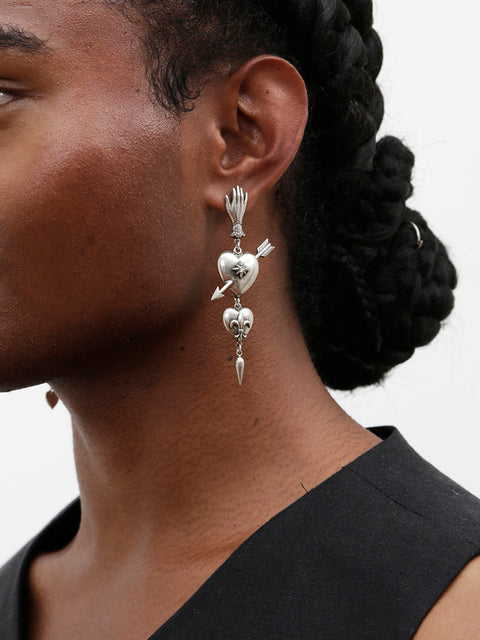 antique mixed gothic charms long drop earrings