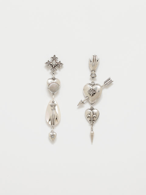 antique mixed gothic charms long drop earrings