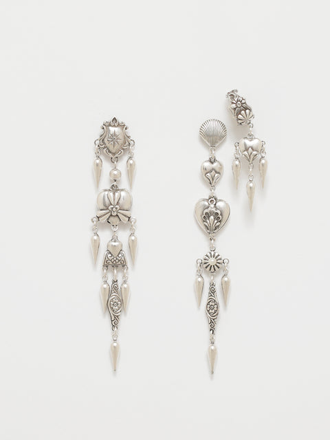 antique gothic charms set of 3 long drop earrings