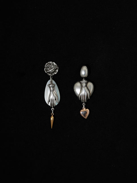 asymmetrical antique gothic drop earrings