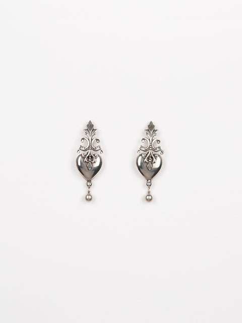 antique armour heart earrings