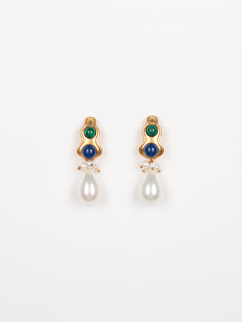 matt gold & drop pearl earrings